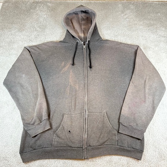 Tultex Other - Vintage 80s Tultex Zip Up Hoodie Mens XL Brown Distressed Sun Faded Made In USA